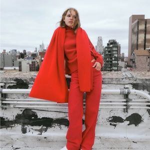 Red wide leg jeans from Zara